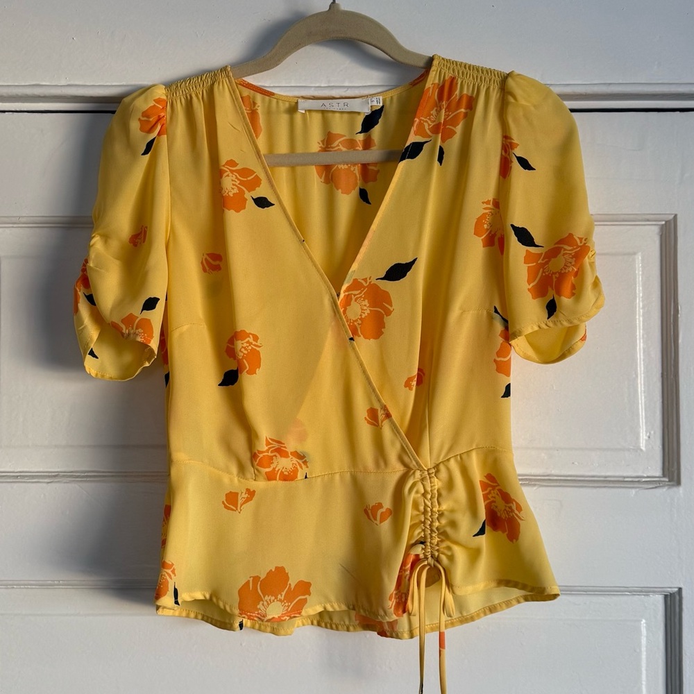 Astr faux wrap blouse